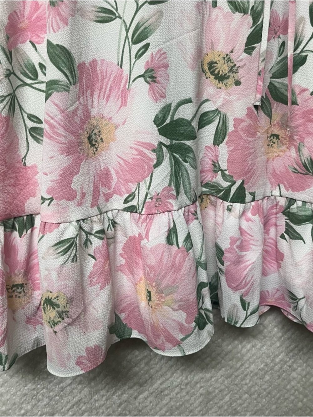Brannan womens mini dress flutter sleeves v-neck ruffle hem floral size large - Picture 8 of 16